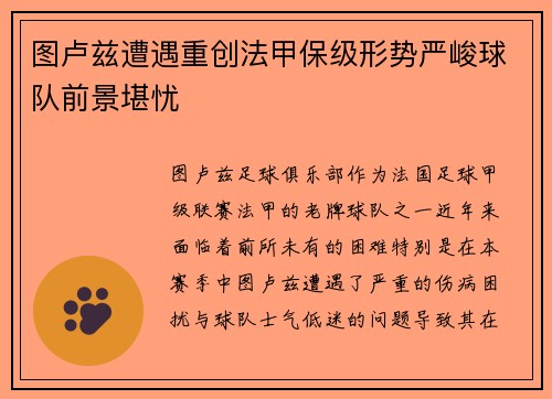 图卢兹遭遇重创法甲保级形势严峻球队前景堪忧